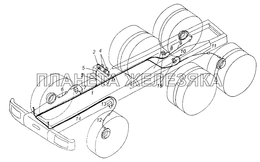 Электрооборудование АБС тормозов и пневмоподвески по шасси МАЗ-64226 МАЗ-64226